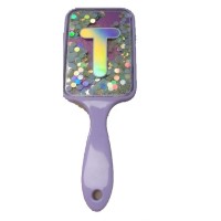 Square Palm cushion glitter crystal transparent travel plastic hair brush