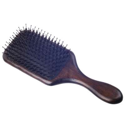 EUREKA 9267PA-BR Engraved Wooden Bristle Nylon Pins Hair Brush Rubber Wood Hair Brush Massage Classical Style Hair Brush