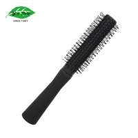 Black Small Plastic Round Hair Styling Brush with Nylon Bristle for Short Hair Blow Drying