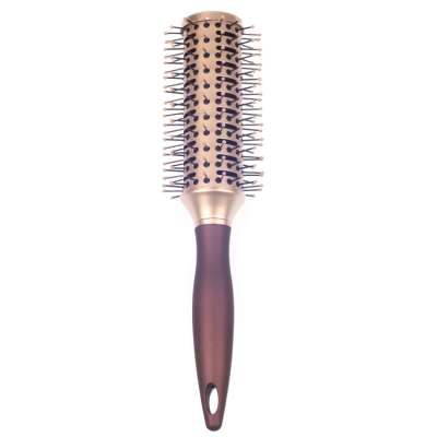 EUREKA 9511CEG-BR Aluminum Barrel Styling Round  Hair Brush for All Hair Types Ball-Tip Nylon Pins Anti-Slide Handle Hairbrush