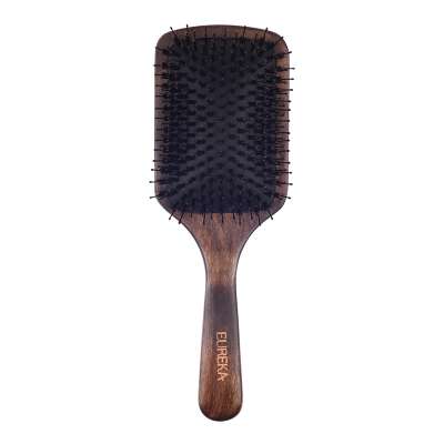 EUREKA PA91912 Engraved Wooden Nylon Pins Hair Brush Wood Hair Brush Massage Classical Style Hair Brush